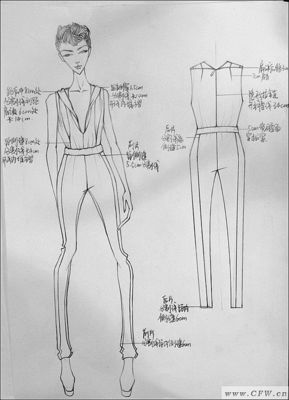 手繪線稿在女裝設計中的應用 人體效果圖與衣服款式圖